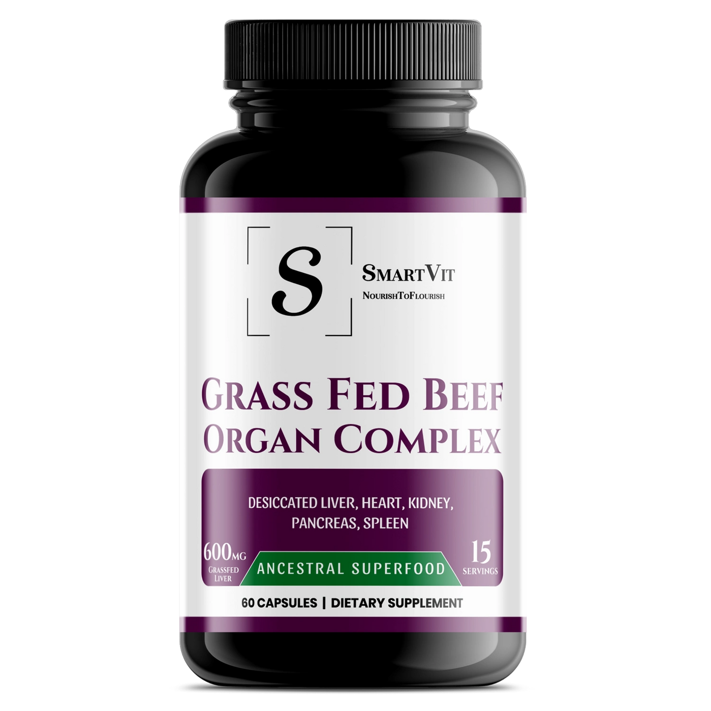 Grass Fed Beef Organ Complex – Ancestral Superfood – Desiccated Liver, Heart, Kidney, Pancreas, Spleen